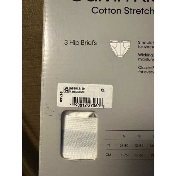 New Calvin Klein Men's Cotton Stretch 3-Pack Hip Brief Underwear Size XL 40-42 - Picture 3 of 4